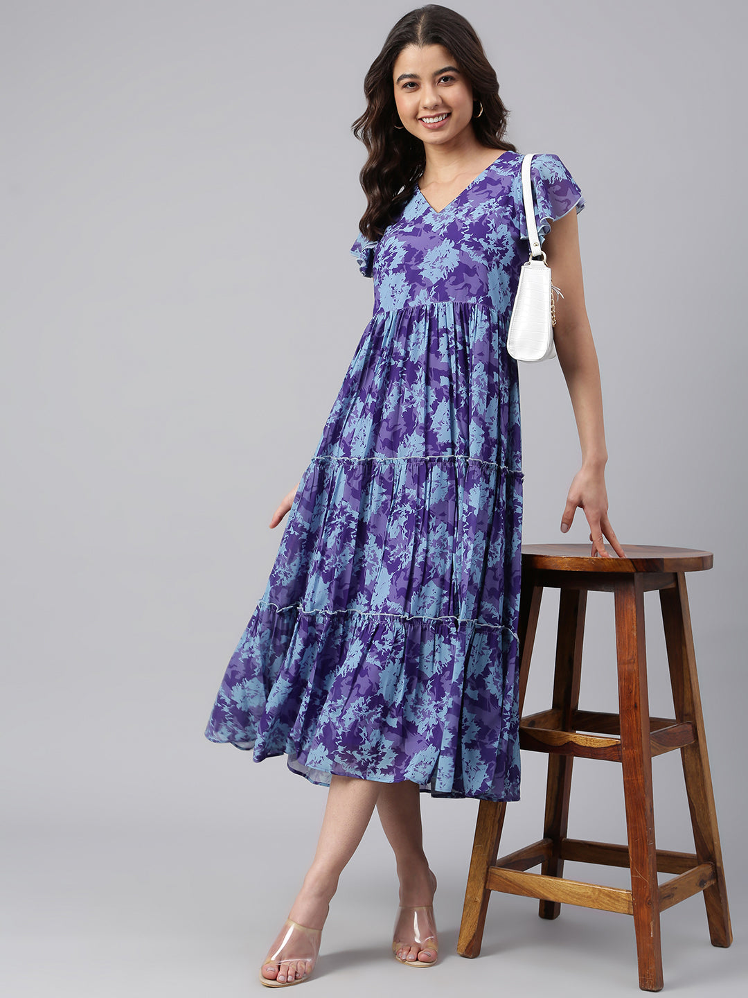 BLUE AND PURPLE A- LINE DRESS