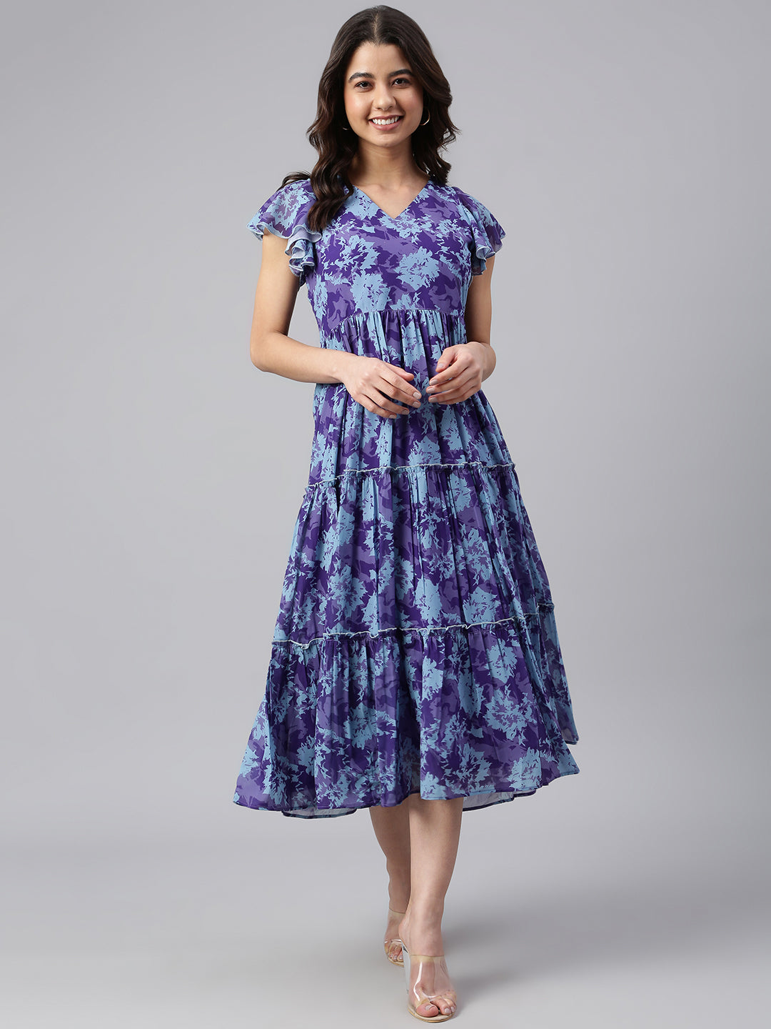 BLUE AND PURPLE A- LINE DRESS