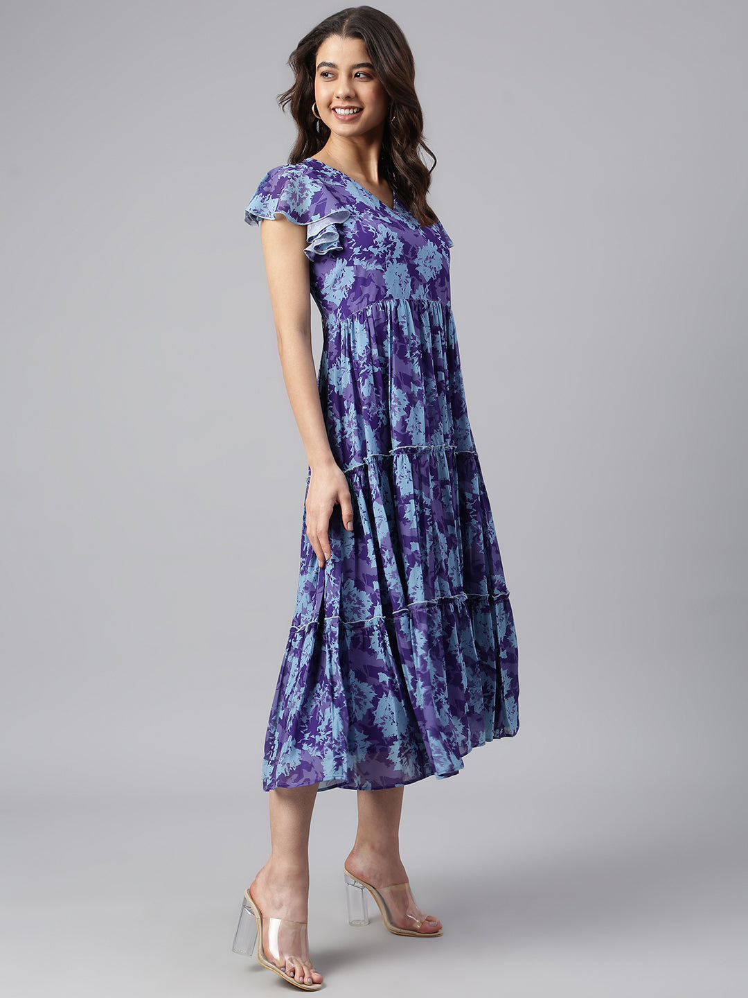 BLUE AND PURPLE A- LINE DRESS