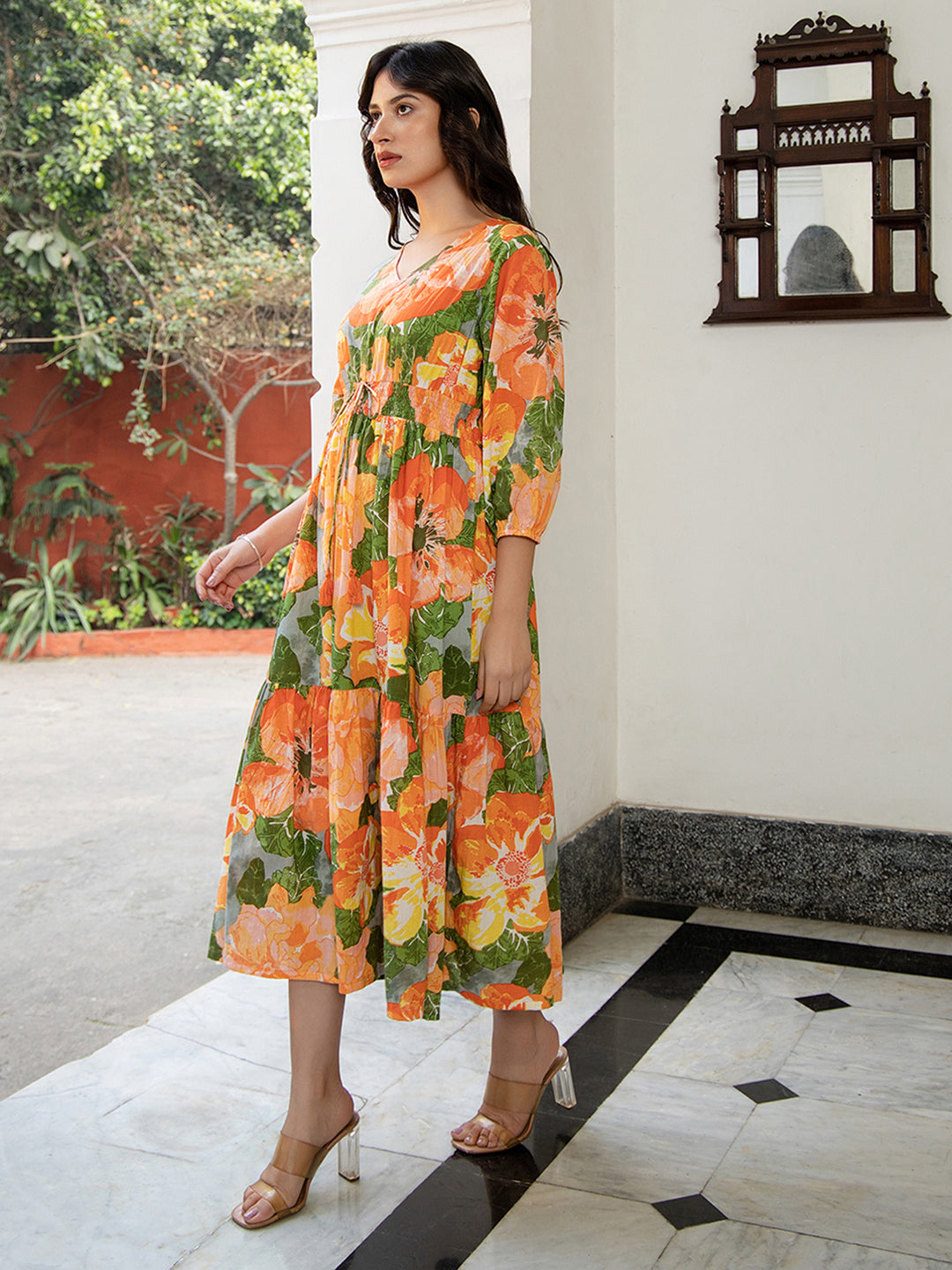 SUNNY YELLOW FLORAL COTTON DRESS