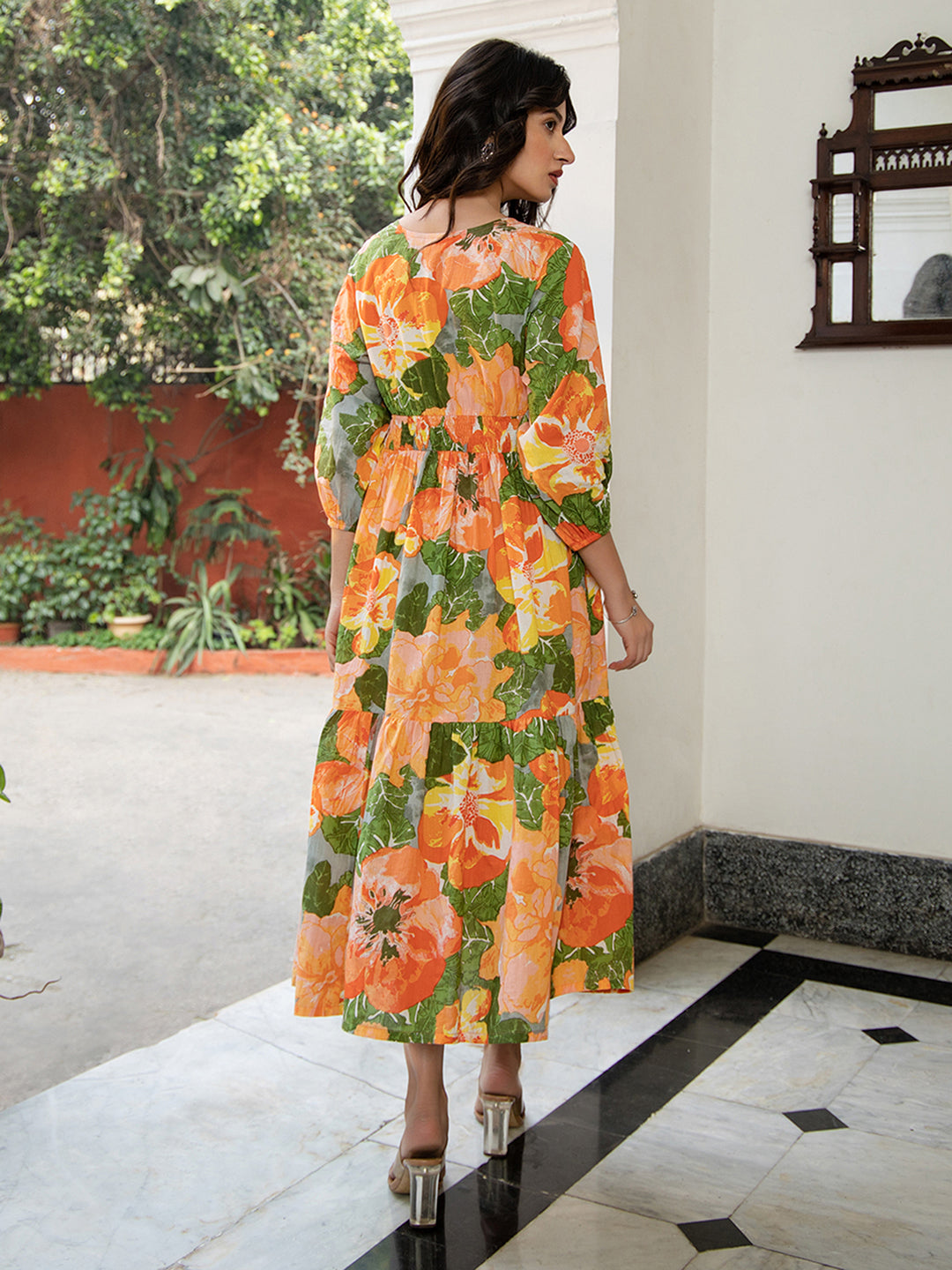 SUNNY YELLOW FLORAL COTTON DRESS