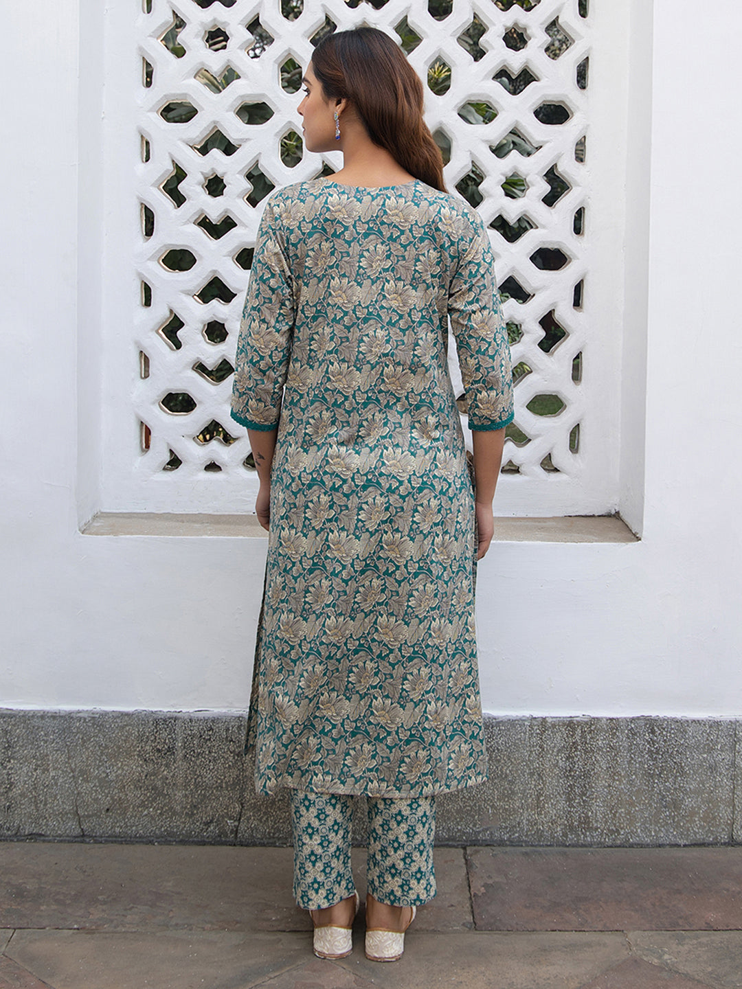 TEAL COTTON KURTA SET