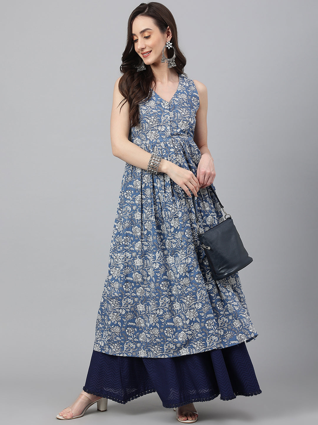 COTTON FLORAL LONG KURTA