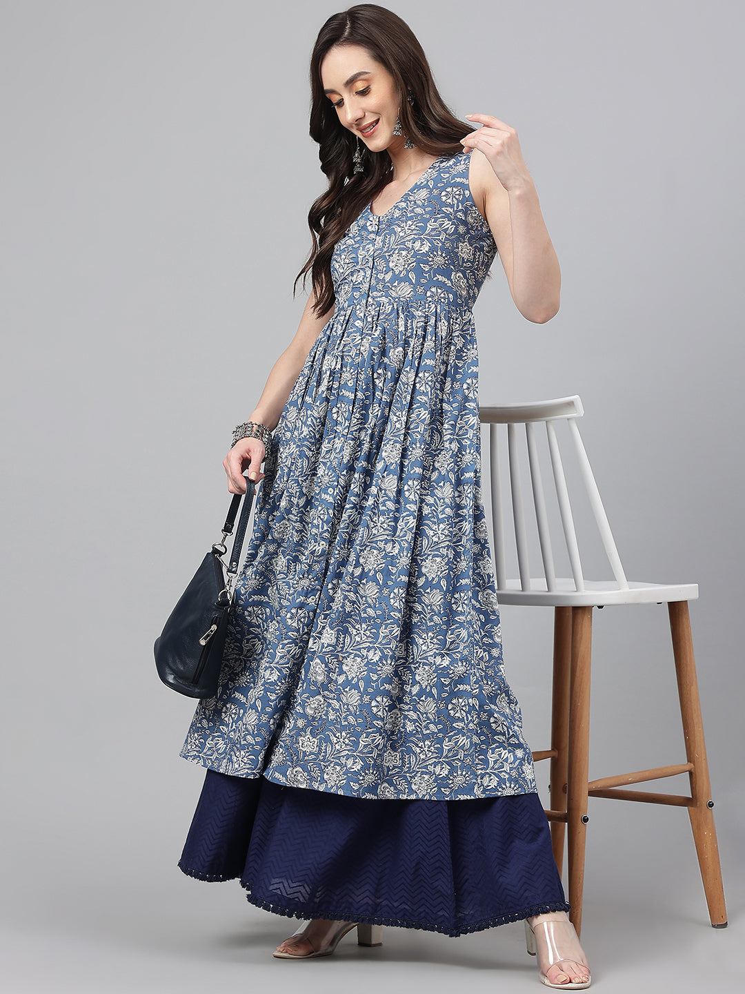 COTTON FLORAL LONG KURTA